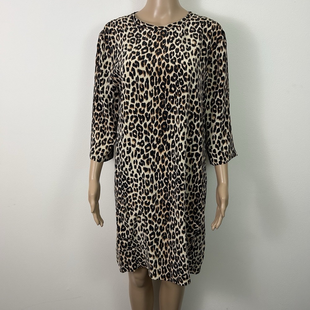 Equipment Femme Dress Size Large Aubrey Silk Shift Animal Print